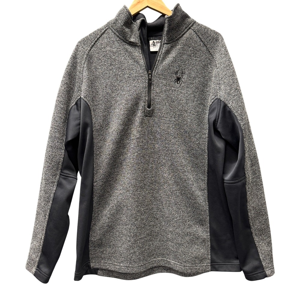 Spyder Outbound Jacket Mens XXL 1/2 Zip Fleece Lined Pullover Gray Black